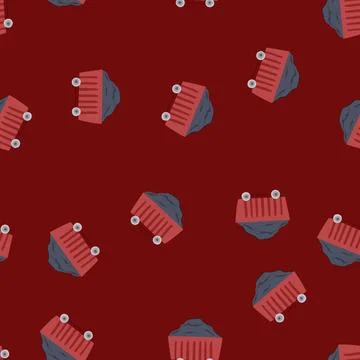 Seamless pattern locomotive coal wagon cartoon vector Illustration