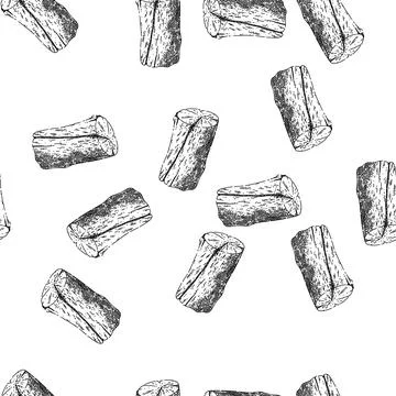 Seamless pattern log wood sketch hand drawn Stock Illustration