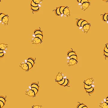 Seamless pattern logo bee character cartoon vector イラスト素材