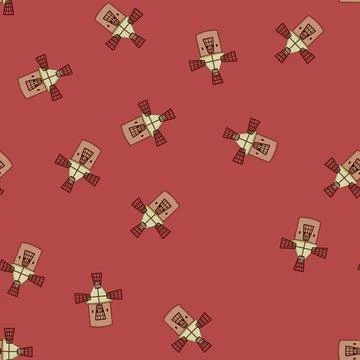 Seamless pattern logo mill farm cartoon vector Stock Illustration