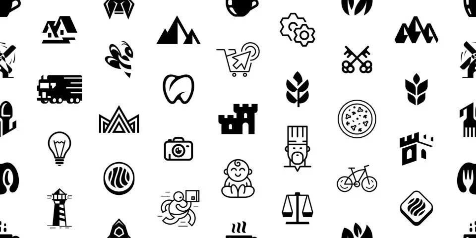 Seamless pattern with Logos Stock Illustration