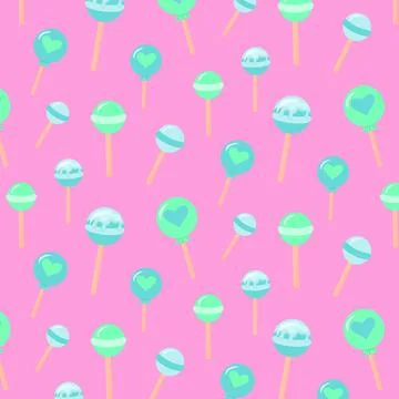 Seamless pattern with lollipops chupa-chups. Illustrazione stock