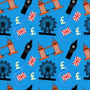 Seamless pattern of london buildings Ilustración de archivo