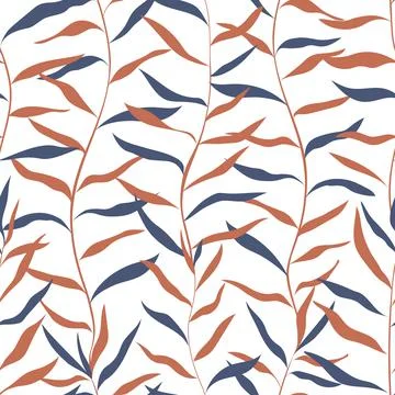 Seamless pattern with long curved branches Illustrazione stock