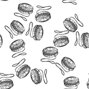 Seamless pattern loop yo yo sketch hand drawn イラスト素材