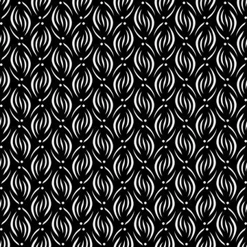 Seamless Pattern - Loose Leaves (Black, White) Stock Illustration