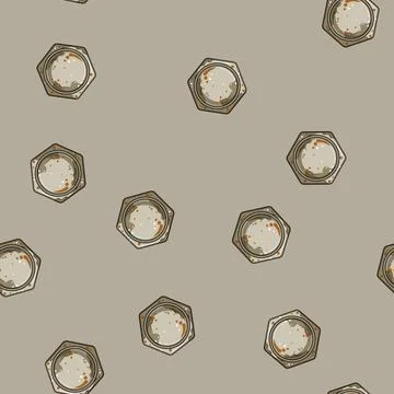 Seamless pattern loosen rusty screw head cartoon vector Stock Illustration