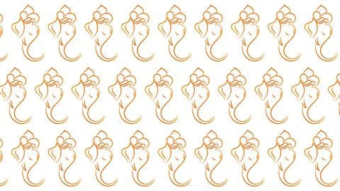 Seamless pattern of Lord Ganesha line art illustration for Ganesh Chaturthi.. Stock Illustration