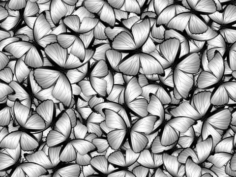 Seamless pattern with lot of different butterflys Illustrazione stock