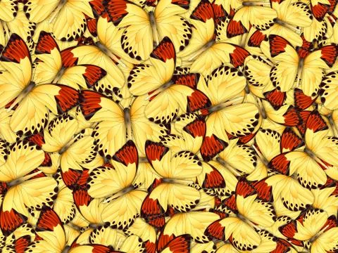 Seamless pattern with lot of different butterflys Illustrazione stock