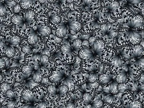 Seamless pattern with lot of different butterflys Illustrazione stock