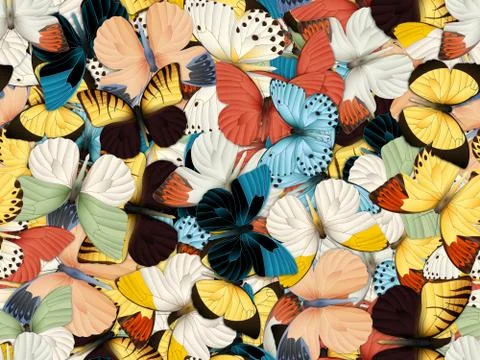 Seamless pattern with lot of different butterflys 스톡 일러스트