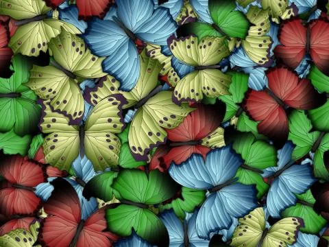 Seamless pattern with lot of different butterflys Stock Illustration