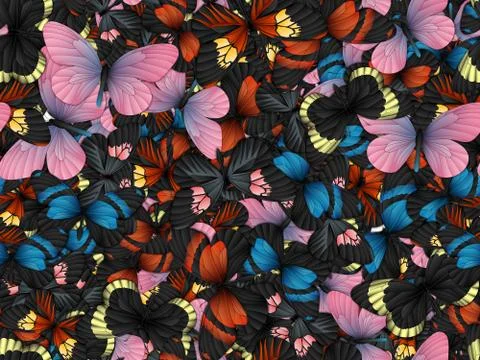 Seamless pattern with lot of different butterflys Illustrazione stock