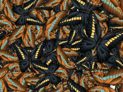 Seamless pattern with lot of different butterflys Illustrazione stock