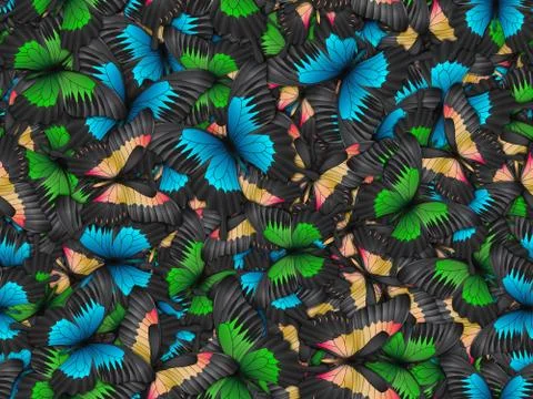 Seamless pattern with lot of different butterflys Illustrazione stock