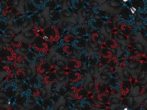 Seamless pattern with lot of different butterflys Illustrazione stock