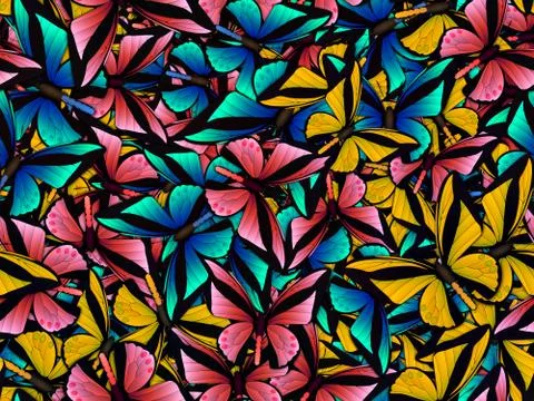 Seamless pattern with lot of different butterflys Illustrazione stock