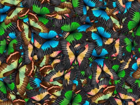 Seamless pattern with lot of different butterflys Stock Illustration