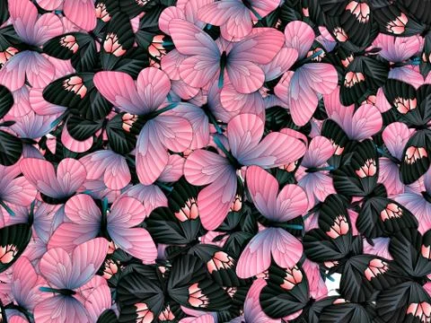 Seamless pattern with lot of different butterflys Illustrazione stock