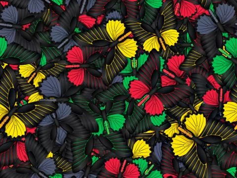 Seamless pattern with lot of different butterflys 스톡 일러스트