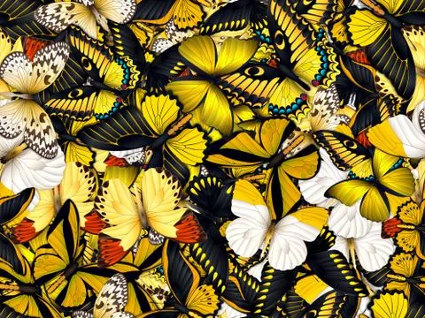 Seamless pattern with lot of different butterflys Illustrazione stock