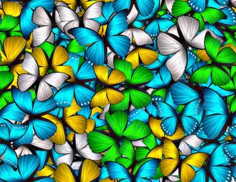 Seamless pattern with lot of different butterflys Illustrazione stock