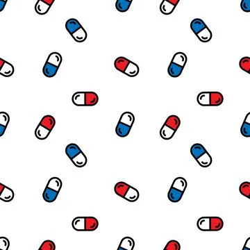 Seamless pattern with lot of pills and capsules. Medicine or dietary suppleme Stock Illustration
