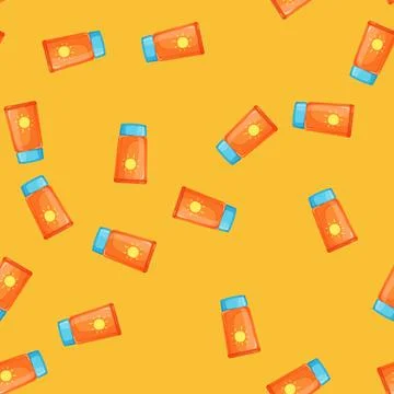 Seamless pattern lotion sun cream cartoon vector イラスト素材