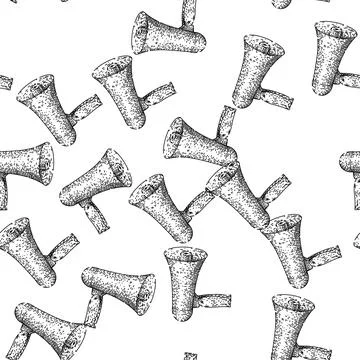 Seamless pattern loud megaphone sketch hand drawn Stock Illustration