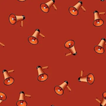 Seamless pattern loud megaphone speaker cartoon vector Stockillustratie