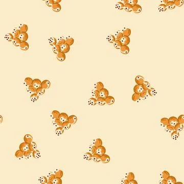 Seamless pattern loukoumades greek donuts with cream and toppings 스톡 일러스트