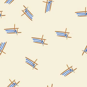 Seamless pattern lounging deck chair cartoon vector 库存插图