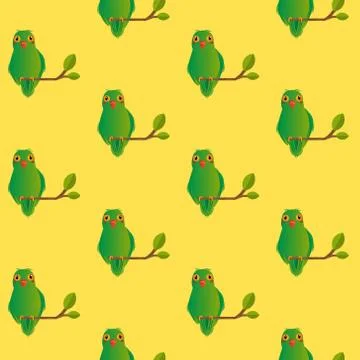 Seamless pattern love bird on yellow background Stock Illustration
