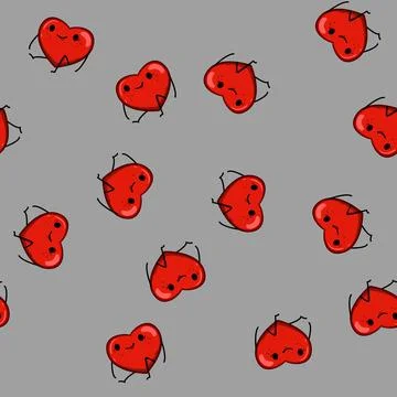 Seamless pattern love heart character cartoon vector Illustrazione stock