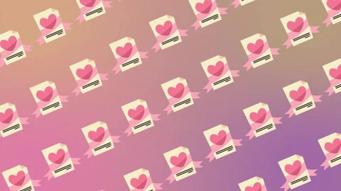 Seamless pattern of love letter with pink hearts icon soft gradient background Stock Footage 333069651