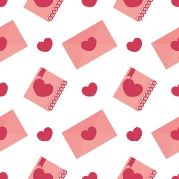 Seamless pattern of love letters and notebooks Stock Illustration