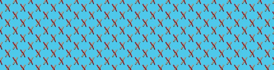 Seamless pattern of love notes from craft paper tied with a red ribbon Stock Photos