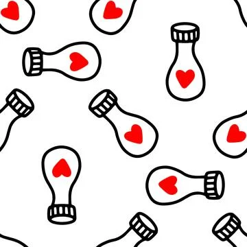 Seamless pattern with love potion bottle. Vector illustration Stock Illustration