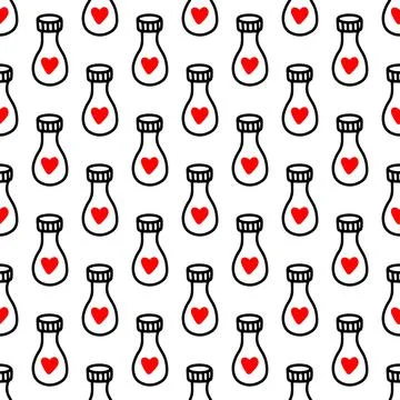 Seamless pattern with love potion bottle. Vector illustration Stock Illustration