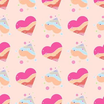 Seamless pattern. Love print. Decorative pattern with wavy heart. Illustrazione stock