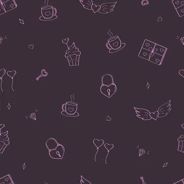 Seamless pattern of love symbols. Background concept of valentine's day or we Stock Illustration
