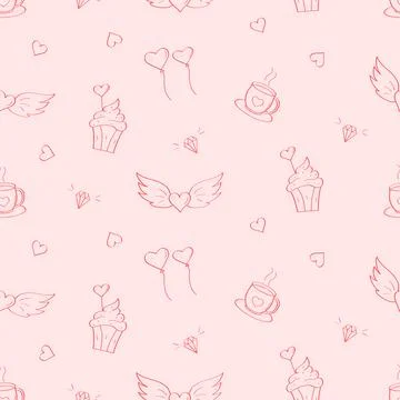 Seamless pattern of love symbols. Background concept of valentine's day or we Stock Illustration