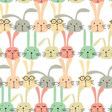 Seamless pattern with lovely bunny background, Cute rabbit art for kids, Vect Illustrazione stock