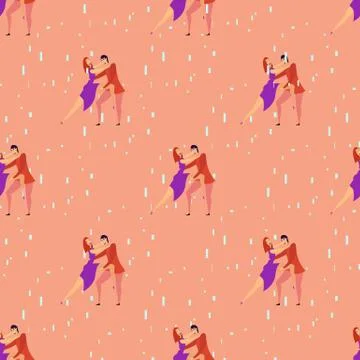Seamless pattern with lovers b cartoons characters and girl Stock Illustration