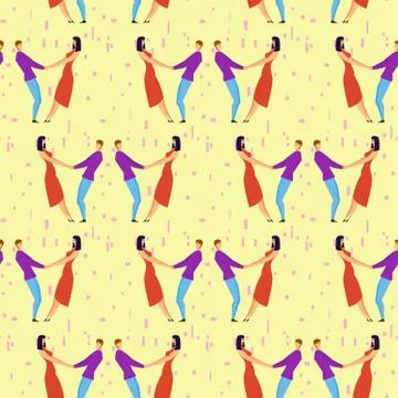 Seamless pattern with lovers b cartoons characters and girl Stock Illustration