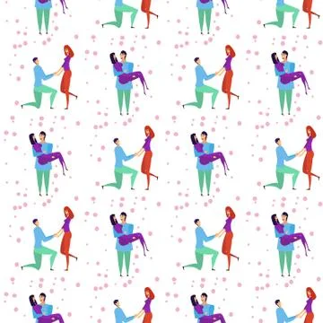 Seamless pattern with lovers b cartoons characters and girl Stock Illustration