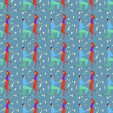 Seamless pattern with lovers b cartoons characters and girl Stock Illustration