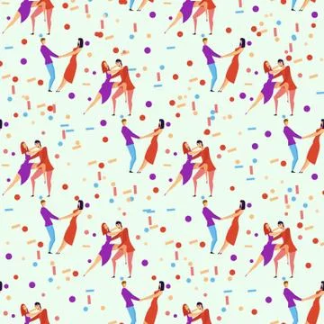 Seamless pattern with lovers b cartoons characters and girl Stock Illustration