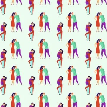 Seamless pattern with lovers b cartoons characters and girl Stock Illustration